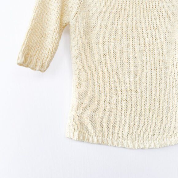 Vintage Ann Taylor LOFT Cream Knit Turtle Neck Short Sleeve Sweater XS - Picture 7 of 7
